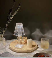 Lampe de table de chevet rechargeable par USB en gros d'usine, en cristal acrylique avec commande tactile/télécommande, lampe de bureau rose