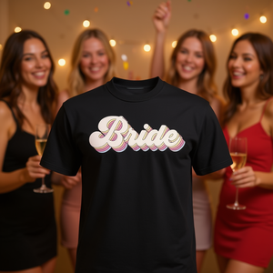 Camiseta Retro para Despedida de Soltera, Cuello Redondo, Manga Corta, Color Negro - Product Image 3