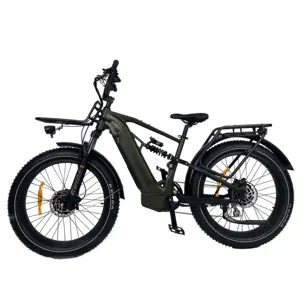QUEENE/2024 NEW 48V 52V 750W 1000W 1500W Full Suspension Ebike 26 Inch Double Motor Fat Mountain Electric Bike Electric Adult