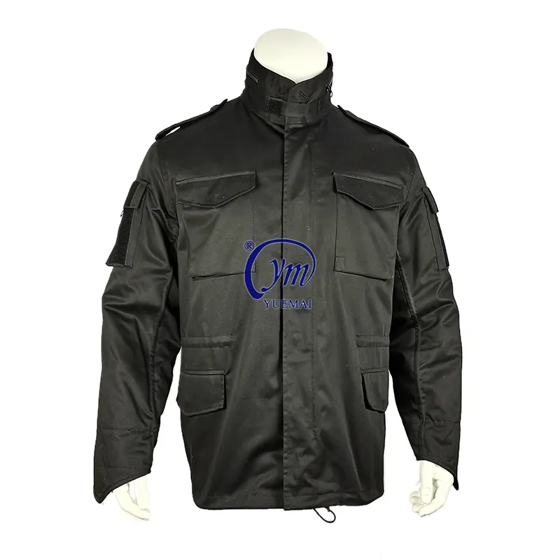 Men's Black Solid Color M65 Field Jacket Lightweight Winter Warm Tactical Uniform With Detachable Liner