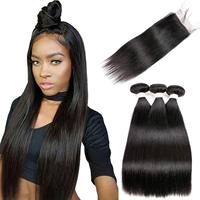 Lot de cheveux humains avec closure, 3 en 1, Tresemme Make Waves Duaklirgenuair, cheveux vierges