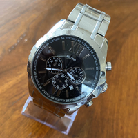 Stopwatch Multifungsi Pria dari Baja Tahan Karat dengan Tali Baja Tahan Karat dan Layar Analog