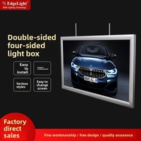 Boîte à lumière publicitaire LED ultra-mince en alliage d'aluminium, double face, ouverture sur quatre côtés, pour ascenseurs et centres commerciaux, pour affiches suspendues