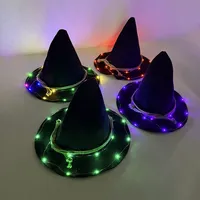 Nuovo Cappello da Strega Luminoso LED per Halloween, Cappello da Strega Fluorescente per Donne, Accessori per Feste in Maschera di Halloween