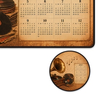 Tapis de souris vintage pour jeux musicaux, tapis de bureau rétro rectangulaire avec dessous de verre rond assorti, 1000 x 500 mm
