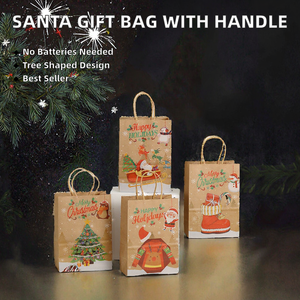 Sac en papier kraft marron en forme de sapin de Noël avec poignée pour bonbons, biscuits, décoration de fête, cadeau de la Journée de la Terre, vente chaude - Product Image 2