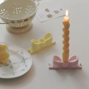 Sweet Candle <b>Candlestick</b> Creative <b>Candlestick</b> Ornament <b>Pink</b> Gypsum Bow <b>Candlestick</b> Home Decorative Items and Ornaments - Product Image 5