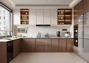 Mueble de Cocina Moderno de Tablero de Partículas Modular de Alta Gama, Diseño de Isla de Cocina con Diseño Integrado, Venta Directa de Fábrica - Product Image 3