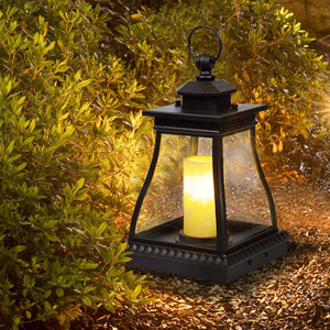 Lawn <b>Lights</b> Outdoor <b>LED</b> Iron Lantern Water Resistant Battery Powered <b>Light</b> <b>Sensor</b> Garden Patio Decor - Product Image 1
