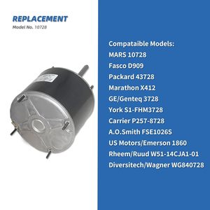 Moteur de ventilateur de condenseur 10728, remplace pour 10728, FSE1026S, <span class=keywords><strong>D909</strong></span>, 3728, W51-14CJA1-01, 1/4HP, 1075RPM, 208-230V - Product Image 3