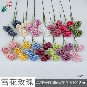 Rosas Artificiales de Seda Hua Ding, 3 Cabezas Redondas, Decoraciones de Pared para Bodas - Product Image 2