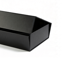 Boîte cadeau pliante noire de luxe avec impression dorée personnalisée, boîte d'emballage rigide en papier pour café et parfum