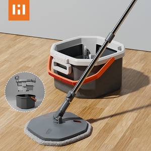 Holamopa Ensemble de serpillière rotative plate et seau Serpillière magique en microfibre avec essoreuse et balai à eau sale séparé pour le nettoyage des sols - Product Image 1