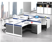 Meubles modernes, table de centre d'appels en forme de L, cloison de bureau, bureau d'ordinateur, poste de travail à cloison pour 8 personnes