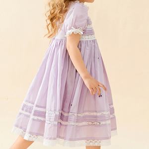 Gaun pesta anak perempuan, gaun pesta elegan bayi perempuan butik Trim renda bordir, lengan Puff musim panas untuk pesta gadis - Product Image 2