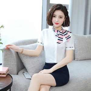 Chemise professionnelle d'été à manches courtes avec nœud Bijouterie Lunettes <span class=keywords><strong>Magasin</strong></span> <span class=keywords><strong>Vendeur</strong></span> Chemise de travail pour femmes - Product Image 3