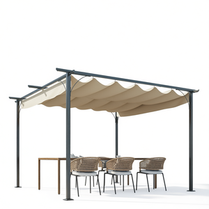 Pérgola Retráctil para Patio de 11.5x11.5 Pies, Estructura de Acero, Toldo Resistente a los Rayos UV, Gazebo para Exteriores, Diseño Contemporáneo - Product Image 1