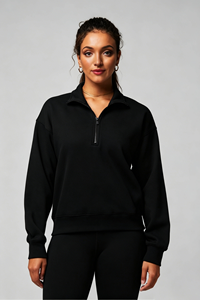 Logo personalizzato ricamato di alta qualità da donna <span class=keywords><strong>con</strong></span> maniche regolari <span class=keywords><strong>felpe</strong></span> <span class=keywords><strong>con</strong></span> cappuccio per donna ragazza quarto <span class=keywords><strong>Zip</strong></span> felpa all'ingrosso - Product Image 4