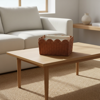 Panier rectangulaire en corde de papier écologique avec poignées, support robuste en fer intégré, tressé, moderne, simple, multi-usage pour la maison