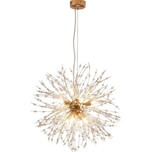 โคมไฟระย้าไฟ <span class=keywords><strong>LED</strong></span> สำหรับห้องรับประทานอาหารโรแมนติกแบบนอร์ดิกโคมไฟระย้าคริสตัลสีทองหรูหราโคมระย้าดอกแดนดิไลออนดอกไม้ไฟกลางสำหรับอพาร์ทเมนต์ - Product Image 6