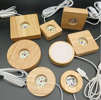 Lampe de table manuelle à éclairage boule de cristal avec base en bois massif et veilleuses