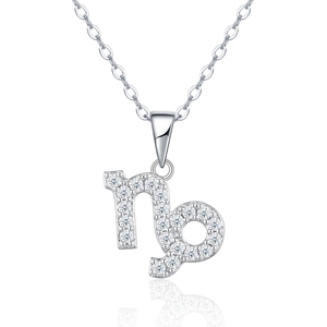 Collar de Plata de Ley S925 con Signo Zodiacal Capricornio, Colgante con Moissanita Deslumbrante, Ajustable, Collar de Astrología y Horóscopo - Product Image 1