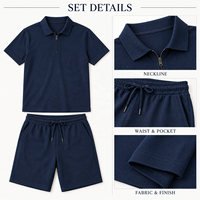 Ensemble polo et short pour homme, bleu marine, OEM, vente en gros, logo personnalisé, marque privée, vêtements de sport décontractés, ensemble deux pièces d'été, commande en gros