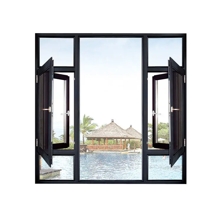 สูงภายในบ้านจุดแคนาดา Casement Window Top คุณภาพความร้อนหักและประตูอลูมิเนียมเลื่อน Basement Windows