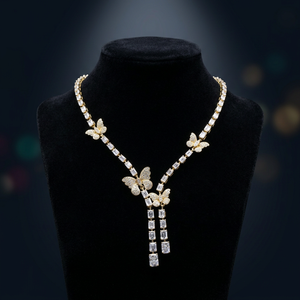 Gold Diamond Butterfly Chokers Necklace Set GIA Certified Luxury Fine Jewelry for Women for Wedding Anniversary and <b>Gift</b> Purpose - Product Image 2