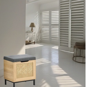 Natural Rattan Brown <strong>Storage</strong> <strong>Stool</strong> Multifunctional Dumbbell <strong>Storage</strong> <strong>Stool</strong> Sturdy Metal Legs Baul <strong>Stool</strong> <strong>Storage</strong> - Product Image 3