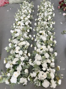 Wedding &amp; Thanksgiving Backdrop Decor Purple Arch Stand <strong>Flower</strong> Strip Pink White Artificial <strong>Silk</strong> High Simulation Rose Garland - Product Image 3
