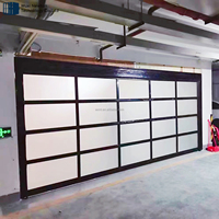 NEWTON 16*7 16*8 Luxe Moderne Automatique Aluminium Porte de Garage Coulissante Pleine Vue en Verre avec Moteur