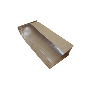 ถุงกระดาษคราฟท์มีหน้าต่างสำหรับขนมปังหั่นขายปลีก สีน้ำตาล รีไซเคิลได้ พิมพ์โลโก้ได้ตามต้องการ บรรจุภัณฑ์เบเกอรี่ - Product Image 1