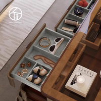 Meuble console en bois haut de gamme OKi avec huit compartiments de rangement pour bijoux et 8 tiroirs pour chambre moderne de luxe en panneaux de contreplaqué