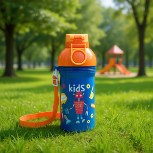 Borraccia d'acqua in plastica Zaa Kids da 500 ml con tracolla e design a cartoni animati per la scuola e l'uso all'aperto - Product Image 2