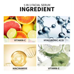 Siero Viso 5 in 1 con Acido Ialuronico, Vitamina <span class=keywords><strong>C</strong></span>, Vitamina E e Collagene, Anti-Età e Illuminante, Vendita all'Ingrosso - Product Image 3