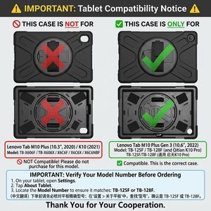 Étui robuste pour <span class=keywords><strong>Lenovo</strong></span> <span class=keywords><strong>Tab</strong></span> <span class=keywords><strong>M10</strong></span> <span class=keywords><strong>Plus</strong></span> Gen 3 10,6 pouces 2022 TB-125F/TB-128F avec dragonne et support rotatif à 360° - Product Image 2