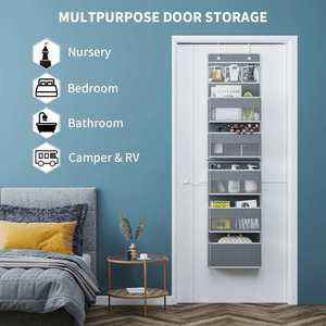 Split Into 2 Hanging Over the Door Organizer with Zipper 6-Shelf Clothing & Jewelry <b>Storage</b> Foldable Design Non-Woven Fabric - Product Image 3