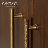 Poignées Santaya en laiton massif antique, finition martelée à la main, pour armoires de cuisine, tiroirs de chambre et commodes