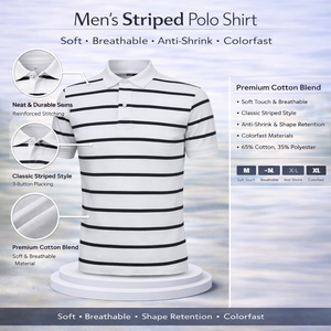 Camiseta Polo Clásica a Rayas para Hombre con Logotipo Bordado Personalizado, Transpirable, de Manga Corta, Informal, para Golf, al por Mayor - Product Image 2