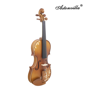 Violon artisanal Astonvilla Factory modèle 4/4, accessoires en jujube, motif <span class=keywords><strong>artistique</strong></span> imprimé, gravure florale, avec étui - Product Image 4
