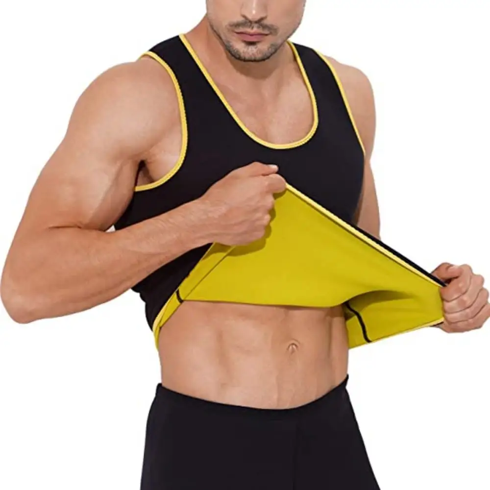 neoprene slim men body shaper waist trainer sauna suit sweat vest top for men weight loss sweat vest double tummy