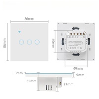Interrupteur intelligent Zigbee de haute qualité, norme européenne, type 86, panneau tactile en verre trempé, commande vocale Smart Life, fil neutre requis