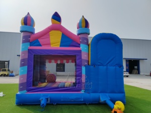 <span class=keywords><strong>Château</strong></span> gonflable combiné avec toboggan Unicorn Candyland, couleur macaron, crème glacée, PVC, pour enfants, location pour fêtes en plein air - Product Image 3