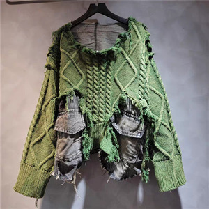 <span class=keywords><strong>Maglione</strong></span> da <span class=keywords><strong>Donna</strong></span> Unico <span class=keywords><strong>con</strong></span> Collo Tondo, Maniche Lunghe e Motivo Intrecciato Patchwork alla Moda - Product Image 1