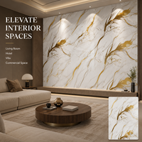 Panneau mural en PVC brillant de haute qualité, effet marbre noir, blanc et or UV, 2,5-3 mm, pour décoration intérieure
