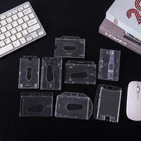 Porta Tarjetas de Visita Minimalista, Doble Cara, Transparente, de Plástico PC/PS/ABS, para Tarjetas de Identificación, Control de Acceso, Porta Credenciales