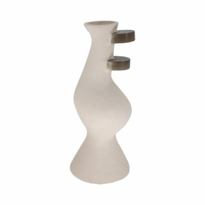 Vaso in ceramica moderno con accenti in legno per l'arredamento del soggiorno, elegante vaso per fiori da esporre in casa - Product Image 5