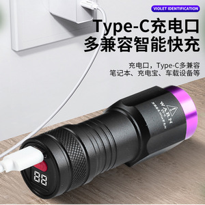 Linterna UV de alto brillo con batería recargable de 365 nm, luz negra portátil para detección fluorescente de escorpiones - Product Image 5