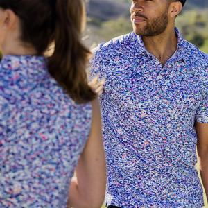 Polo de golf rétro pour homme à manches courtes, sans col, en polyester, à deux boutons, motif pique, style football - Product Image 3